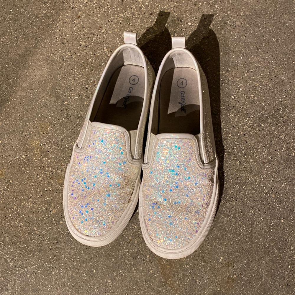 Cat & Jack Silver Glitter Sneakers